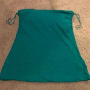 Teal colored tube top with built in bra